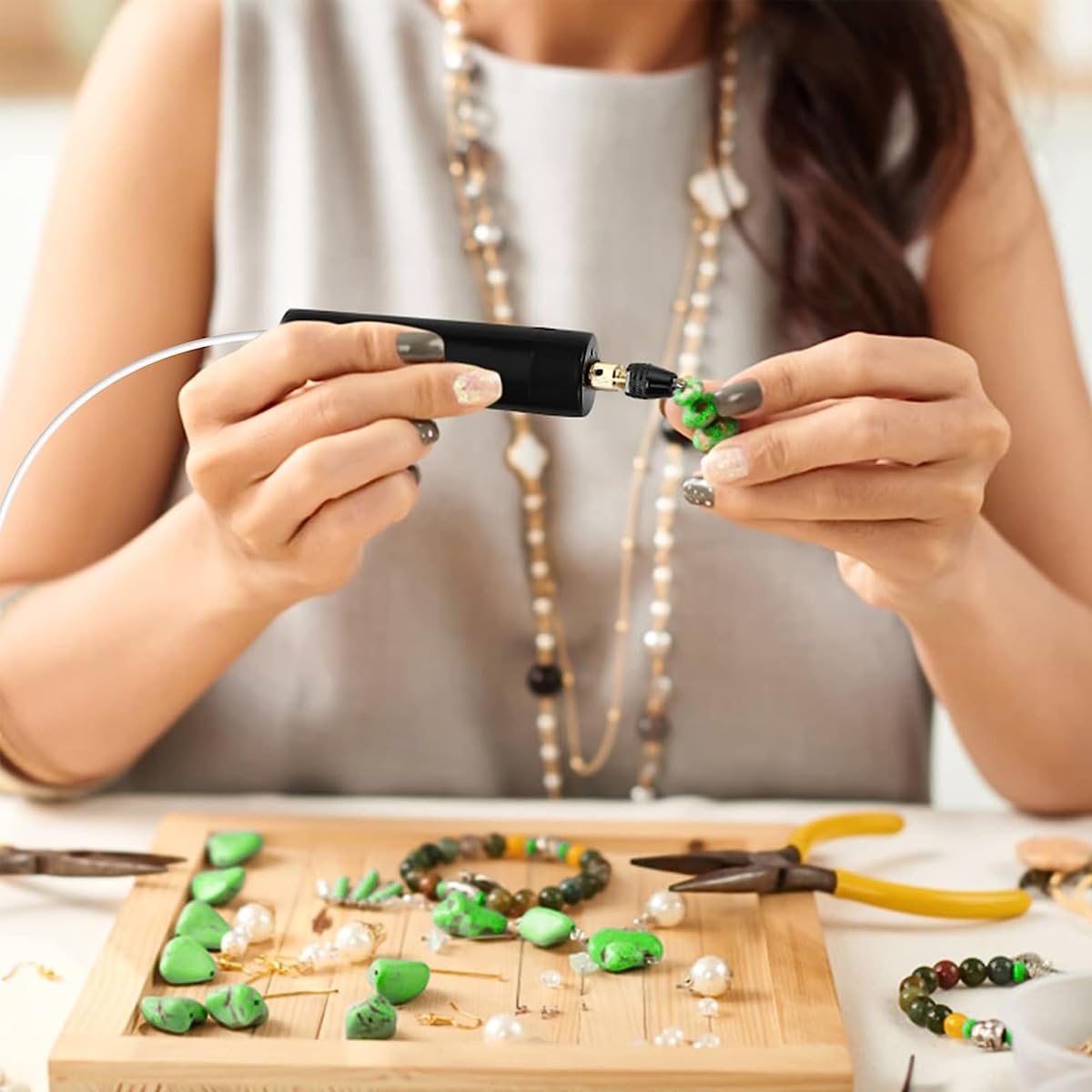 Serplex Mini Electric Drill Machine for Resin Craft, USB Electric Drill Kit with Wrench, Box of Drill Bit(0.8-3.0mm), 10pcs Keychain, 50pcs Screw Eyes, for Jewelry Making Tool, DIY Keychain Making Serplex Mini Electric Drill Machine for Resin Craft, USB Electric Drill Kit with Wrench, Box of Drill Bit(0.8-3.0mm), 10pcs Keychain, 50pcs Screw Eyes, for Jewelry Making Tool, DIY Keychain Making
